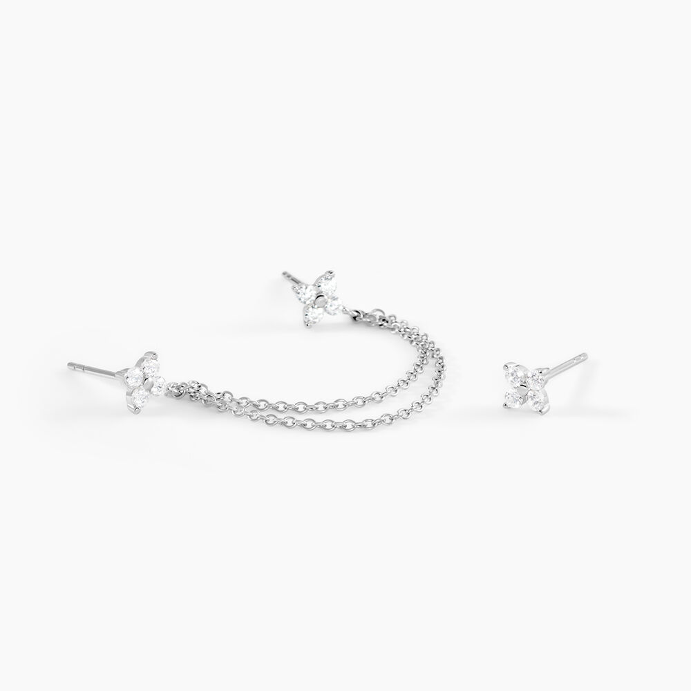Boucles D'oreilles D&eacute;pareill&eacute;es June Argent Blanc Oxyde De Zirconium - Bijoux fantaisie Femme | Marc Orian