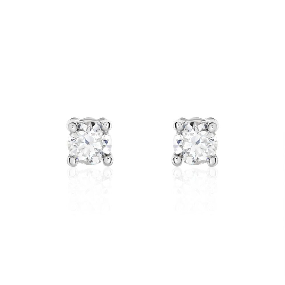 Boucles D'oreilles Puces Victoria Or Blanc Diamant - Puces Femme | Marc Orian