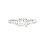 Bague Solitaire Accompagn&eacute; Aramis Or Blanc Diamant Synth&eacute;tique - Parures de mariage Femme | Marc Orian