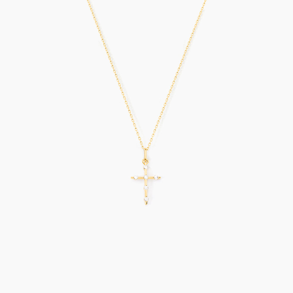Pendentif Ageda Croix Or Jaune Oxyde De Zirconium - Pendentifs Famille | Marc Orian