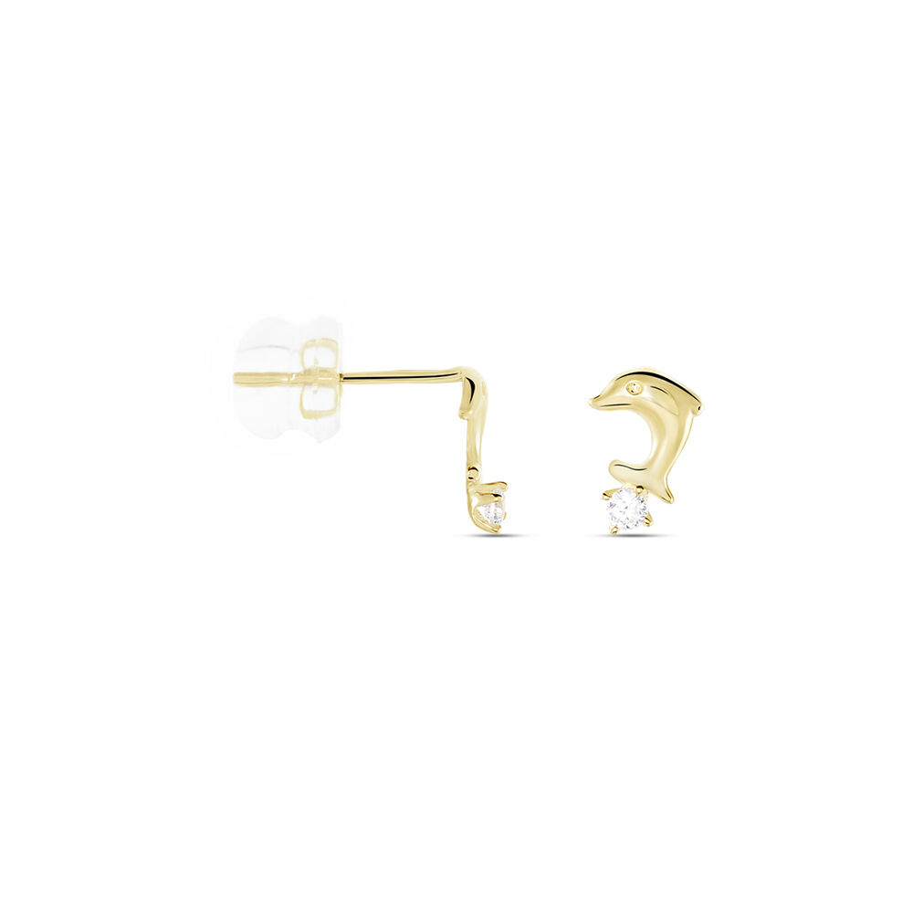 Boucles D'oreilles Puces Eleanor Dauphin Or Jaune Oxyde De Zirconium - Puces Enfant | Marc Orian