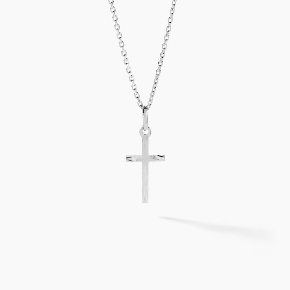 Pendentif Bathilde Croix Striee Or Blanc - Pendentifs Unisex | Marc Orian