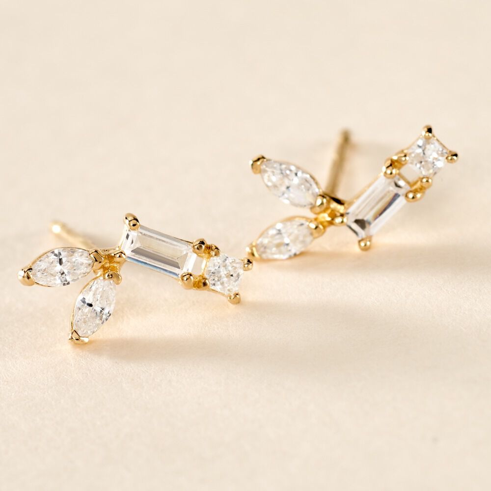 Boucles D'oreilles Puces Lizaveta Or Jaune Oxyde De Zirconium - Puces Femme | Marc Orian