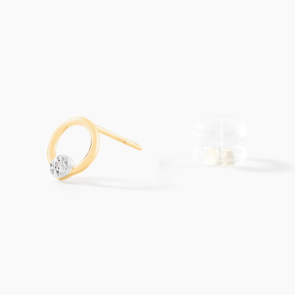 Boucles D'oreilles Puces Gisa Jaune Diamant Blanc -  Femme | Marc Orian