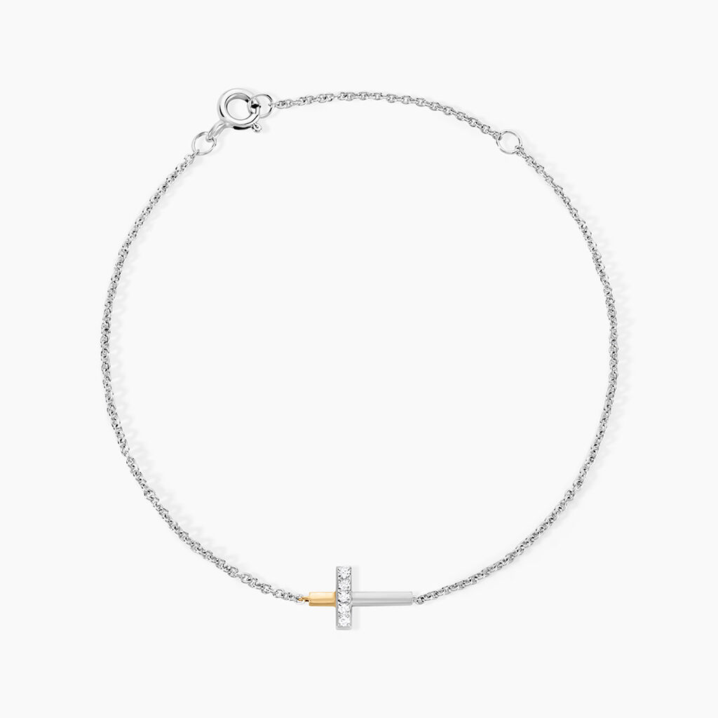 Bracelet Or Jaune Argent Blanc Oxyde De Zirconium - Bracelets cha&icirc;nes Femme | Marc Orian