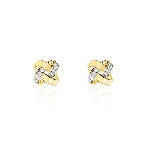 Boucles D'oreilles Puces Nyree Or Jaune Diamant - Puces Femme | Marc Orian
