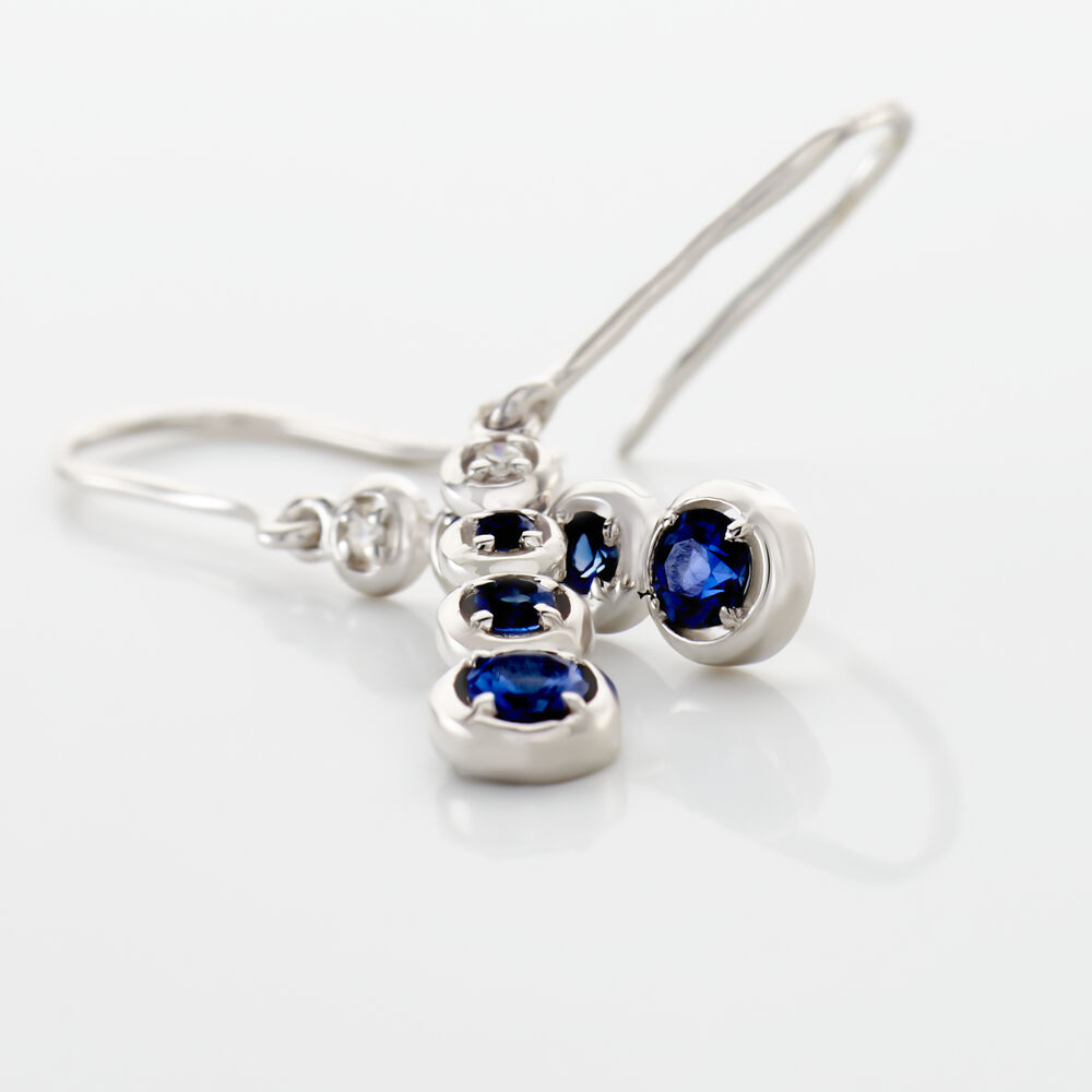 Boucles D'oreilles Pendantes Josephine Or Blanc Saphir Et Diamant - Pendantes Femme | Marc Orian