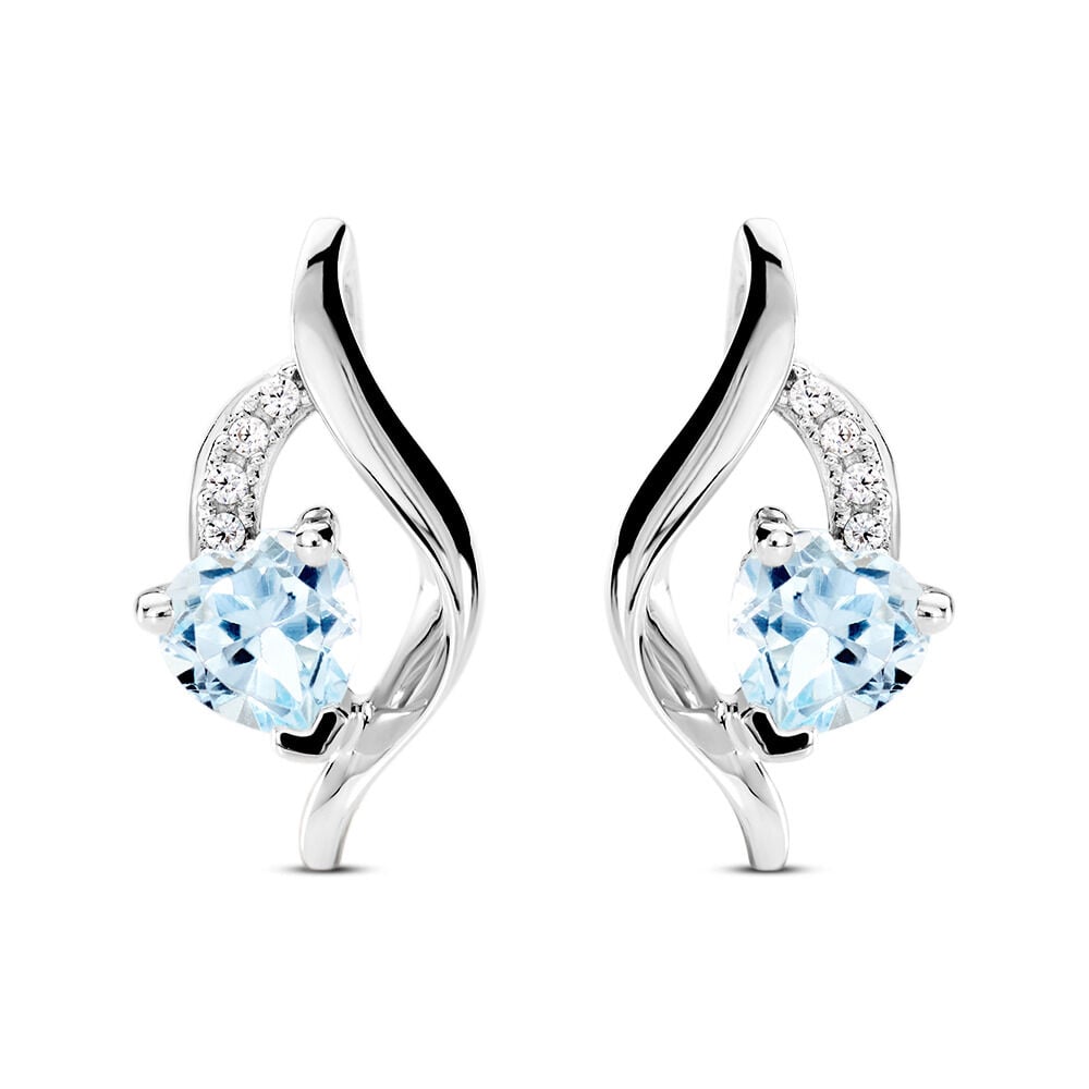 Boucles D'oreilles Puces Silucia Or Blanc Topaze Oxyde De Zirconium - Puces Femme | Marc Orian