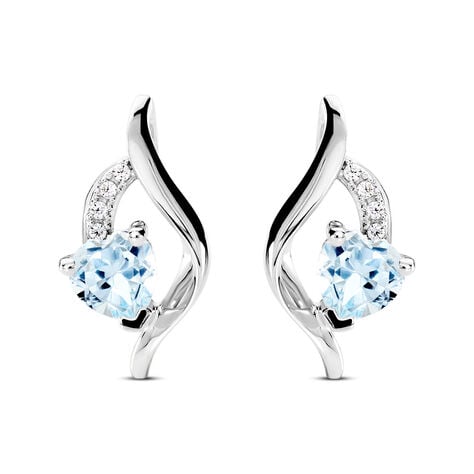 Boucles D'oreilles Puces Silucia Or Blanc Topaze Oxyde De Zirconium - Puces Femme | Marc Orian