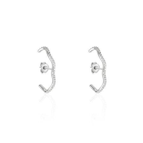 Boucles D'oreilles Lowri Argent Blanc Oxyde De Zirconium - Créoles Femme | Marc Orian