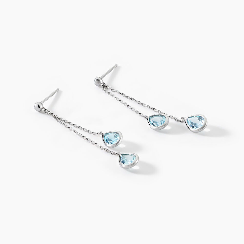 Boucles D'oreilles Pendantes Carlyn Or Blanc Topaze - Pendantes Femme | Marc Orian