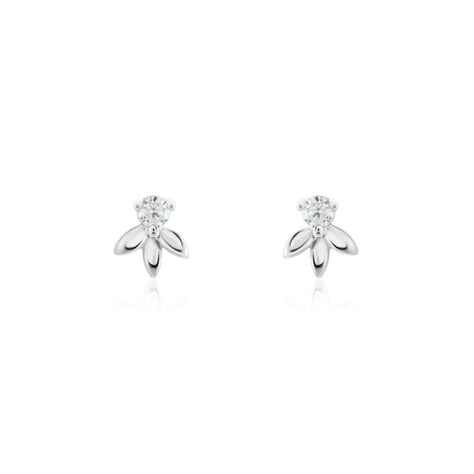 Boucles D'oreilles Puces Argent Blanc Braxton Oxydes De Zirconium - Puces Femme | Marc Orian