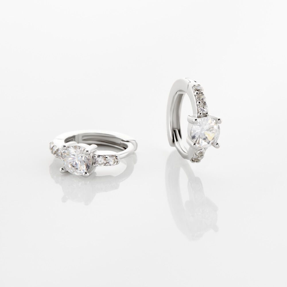Créoles Argent Blanc Gregh Oxydes De Zirconium - Créoles Femme | Marc Orian