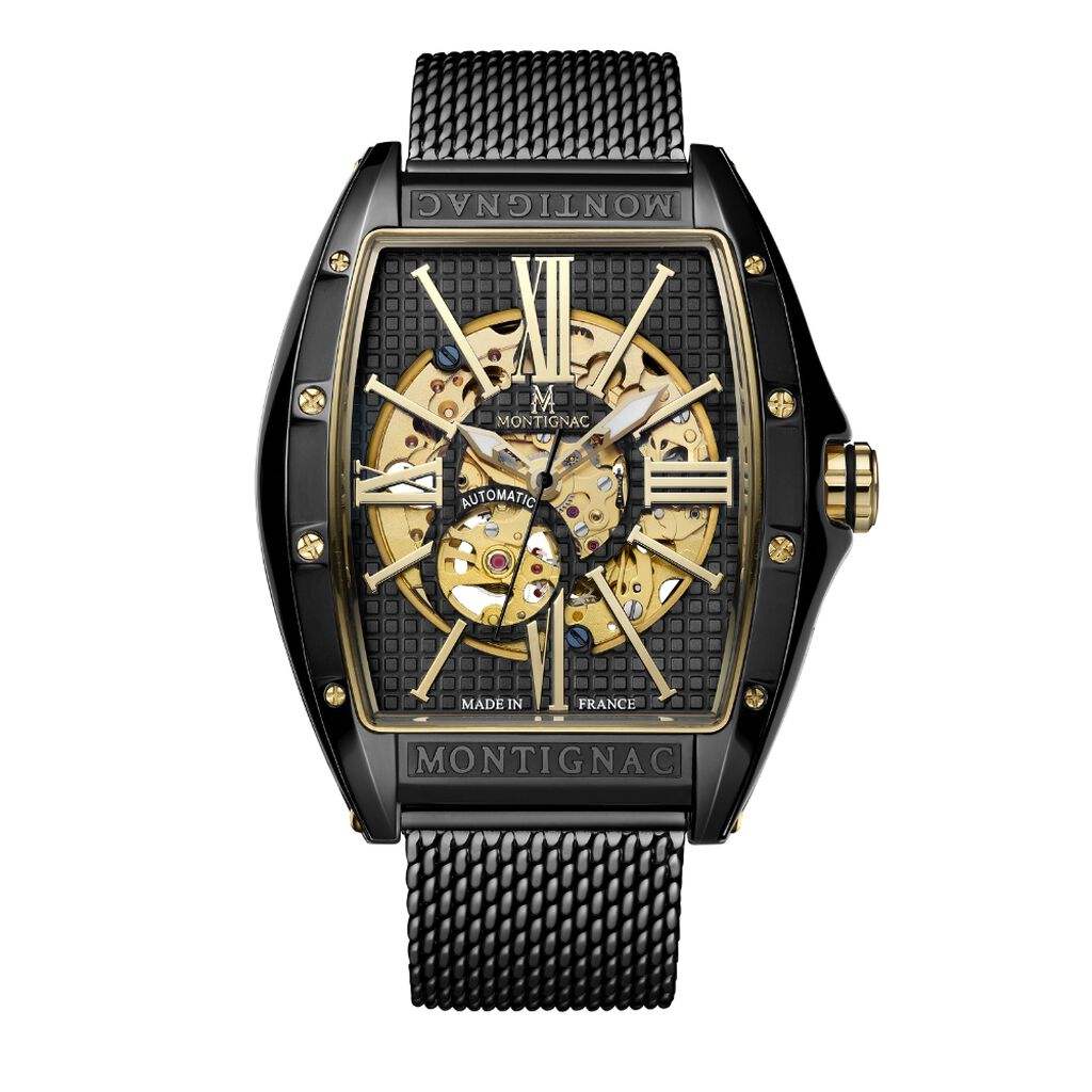 Montre Montignac Tonneau Automatique Noir - Montres automatiques Homme | Marc Orian