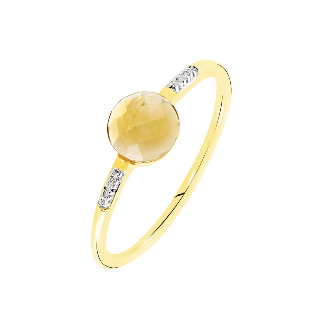 Bague Bonbon Or Jaune Citrine Et Oxyde De Zirconium - Bagues pierres fines Femme | Marc Orian