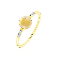 Bague Bonbon Or Jaune Citrine Et Oxyde De Zirconium