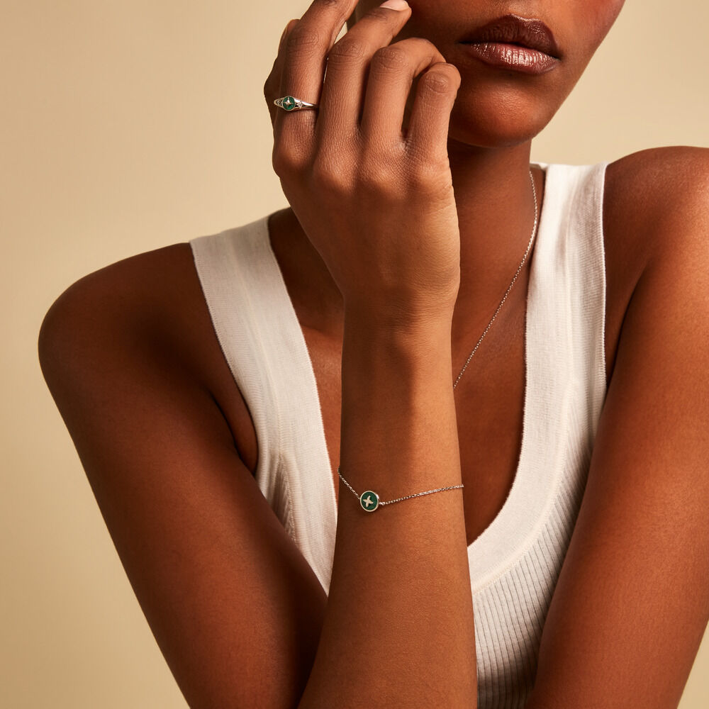 Bracelet Talismania Argent Blanc Malachite - Bracelets Medailles Femme | Marc Orian