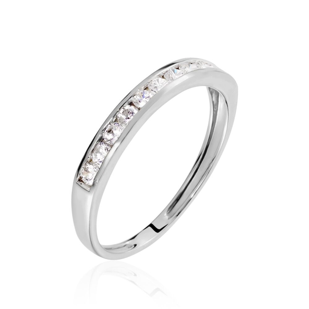 Demi Alliance Davila Or Blanc Oxyde - Alliances avec pierres Femme | Marc Orian