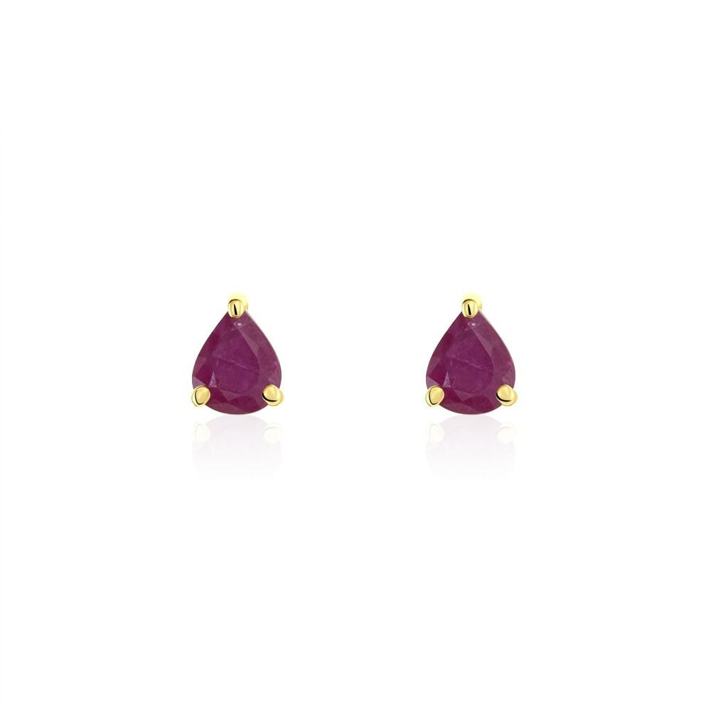 Boucles D'oreilles Puces Or Jaune Isador Rubis - Puces Femme | Marc Orian