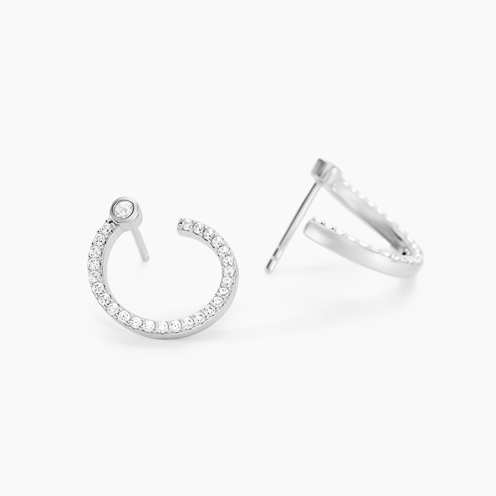 Boucles D'oreilles Puces Raffaela Argent Blanc Oxyde De Zirconium - Puces Femme | Marc Orian