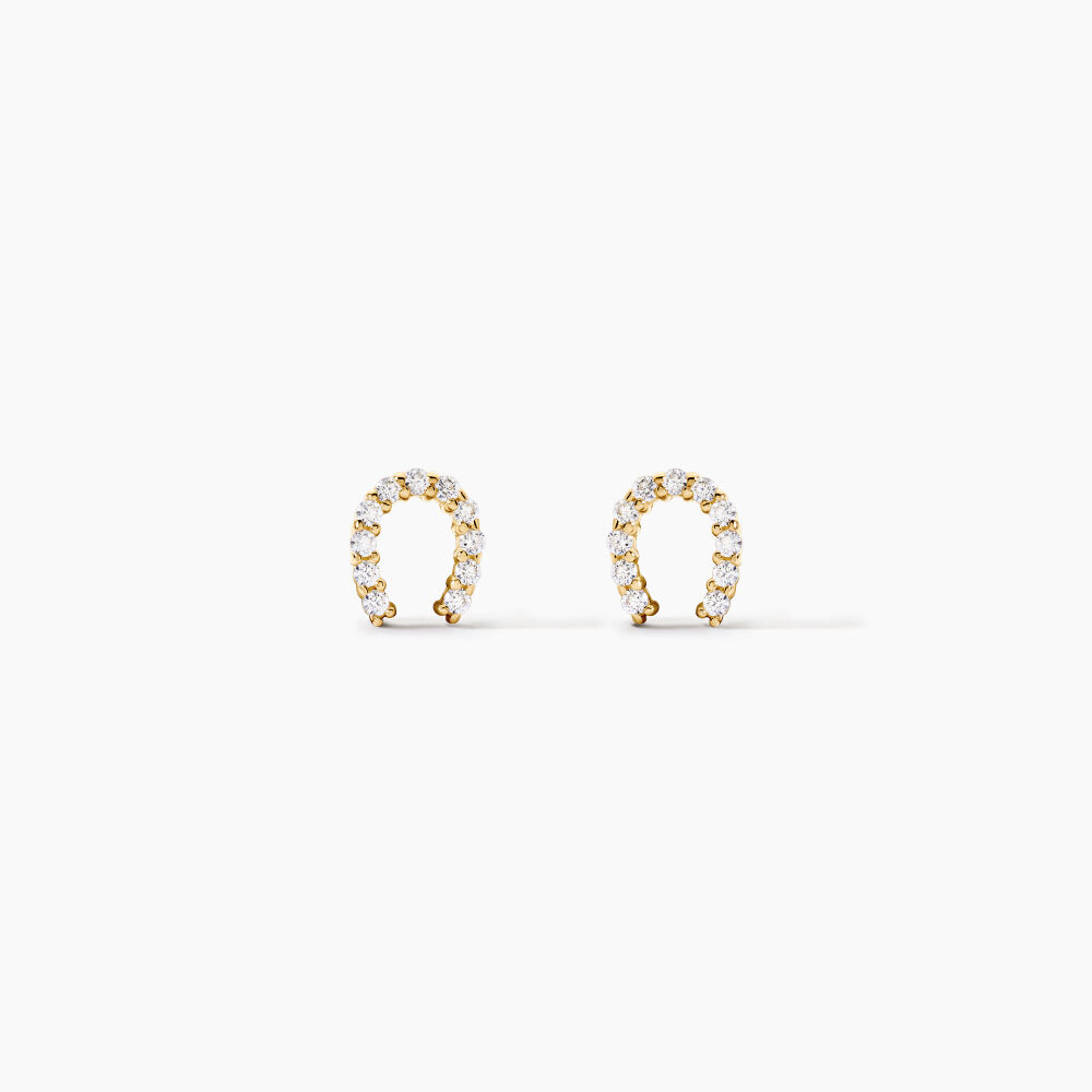Boucles D'oreilles Puces Elouen Fer A Cheval Or Jaune Oxyde - Puces Femme | Marc Orian