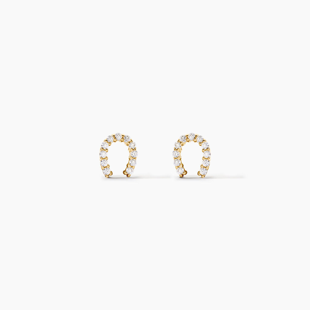 Boucles D'oreilles Puces Elouen Fer A Cheval Or Jaune Oxyde - Puces Femme | Marc Orian
