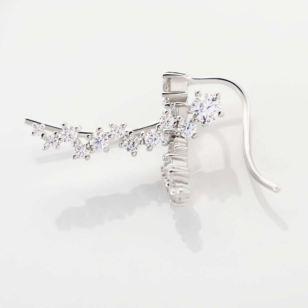 Bijoux D&iquest;oreilles Grimpants Enza Argent Blanc Oxyde De Zirconium - Pendantes Femme | Marc Orian