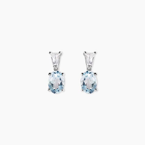 Boucles D'oreilles Puces Annchen Or Blanc Topaze Et Oxyde De Zirconium - Puces Femme | Marc Orian