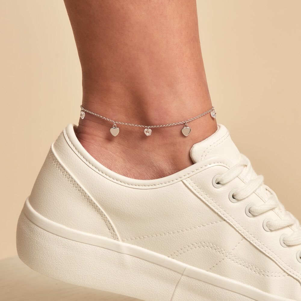 Chaîne De Cheville Delarie Argent Blanc Oxyde De Zirconium - Chaines de cheville Femme | Marc Orian