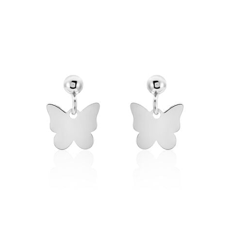 Boucles D'oreilles Pendantes Papilio Argent Blanc - Pendantes Femme | Marc Orian