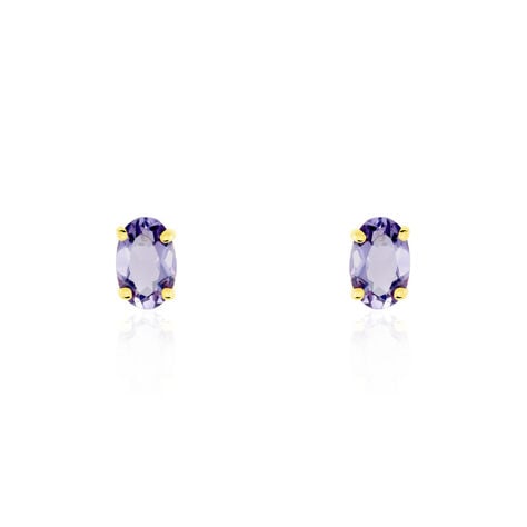 Boucles D'oreilles Puces Elea Serti Griffe Or Jaune Amethyste - Puces Femme | Marc Orian