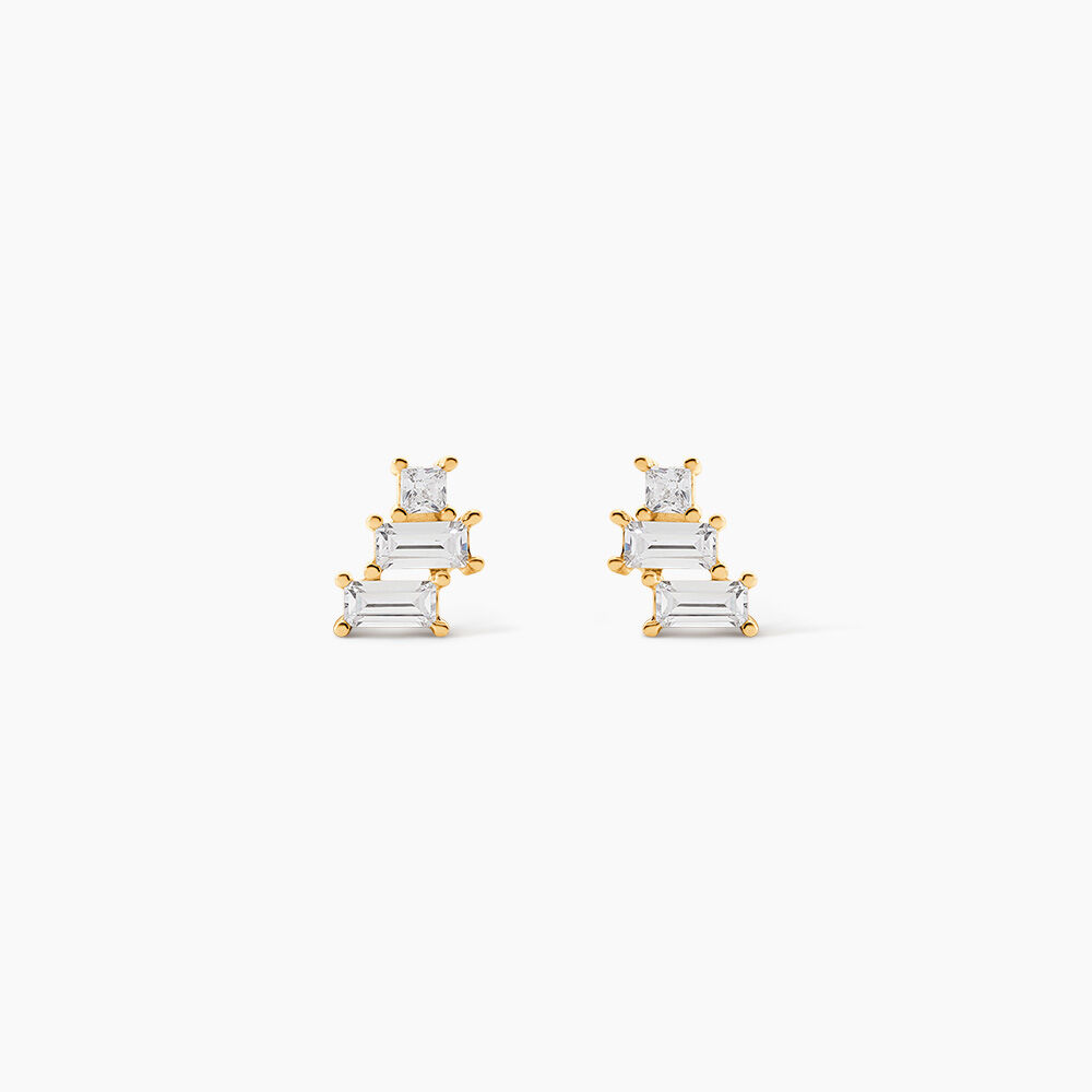Boucles D'oreilles Puces Regana Or Jaune Oxyde De Zirconium - Puces Femme | Marc Orian