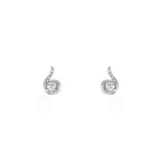 Boucles D'oreilles Puces Vrille Accompagnee Or Blanc Diamant - Clous d'oreilles Femme | Marc Orian