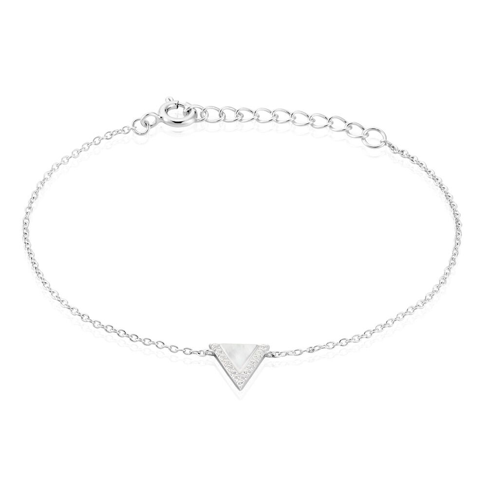 Bracelet Moric Argent Blanc Oxyde De Zirconium Et Nacre - Bracelets chaînes Femme | Marc Orian