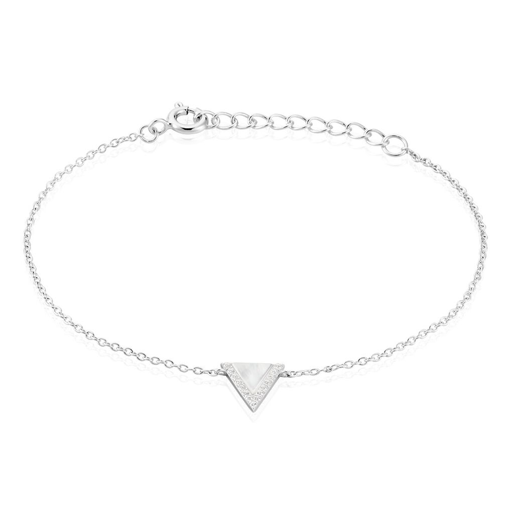 Bracelet Moric Argent Blanc Oxyde De Zirconium Et Nacre - Bracelets chaînes Femme | Marc Orian