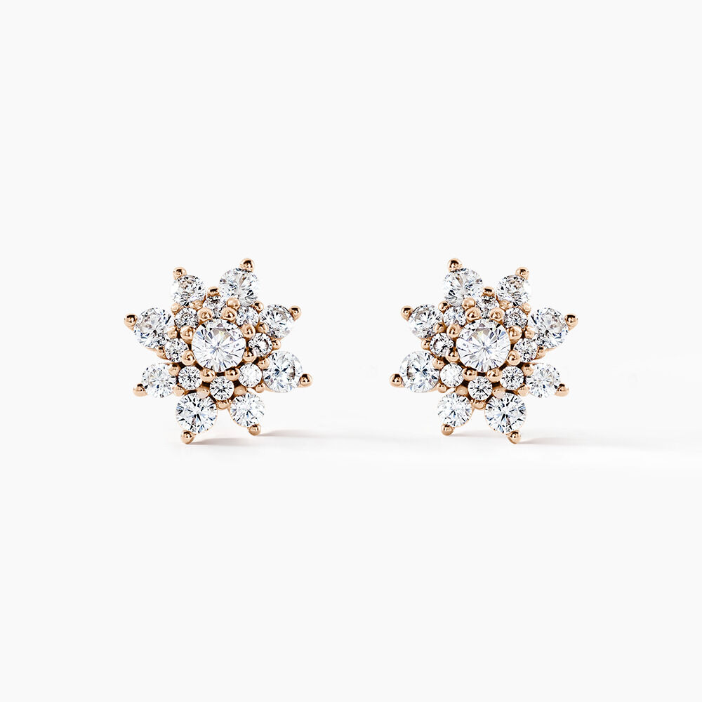 Boucles D'oreilles Puces Lorraine Argent Rose Oxyde De Zirconium - Puces Femme | Marc Orian