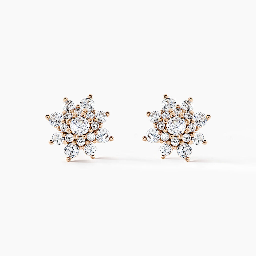 Boucles D'oreilles Puces Lorraine Argent Rose Oxyde De Zirconium - Puces Femme | Marc Orian