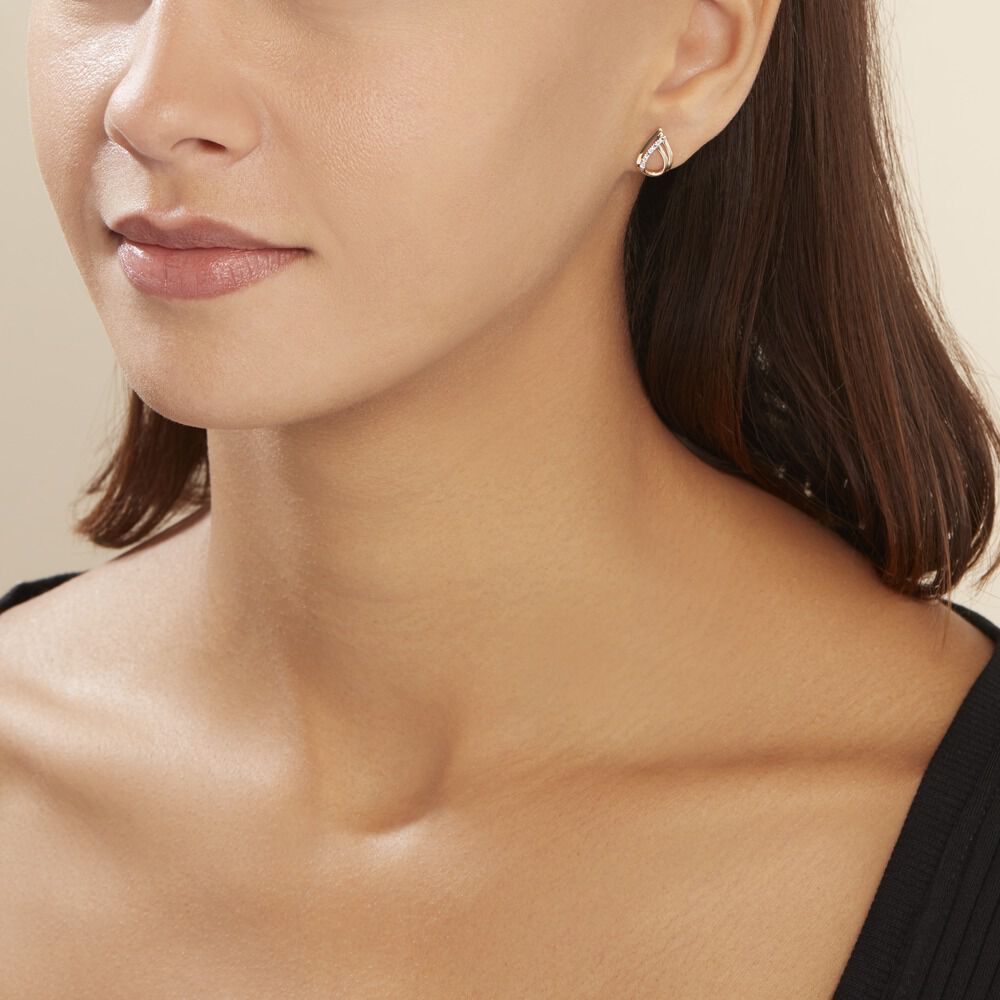 Boucles D'oreilles Puces Marilynn Or Bicolore Diamant Blanc -  Femme | Marc Orian