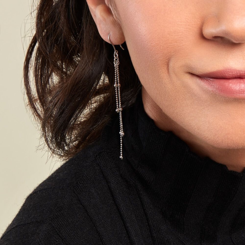 Boucles D'oreilles Pendantes Laïa Argent Blanc - Piercings d'oreilles Femme | Marc Orian