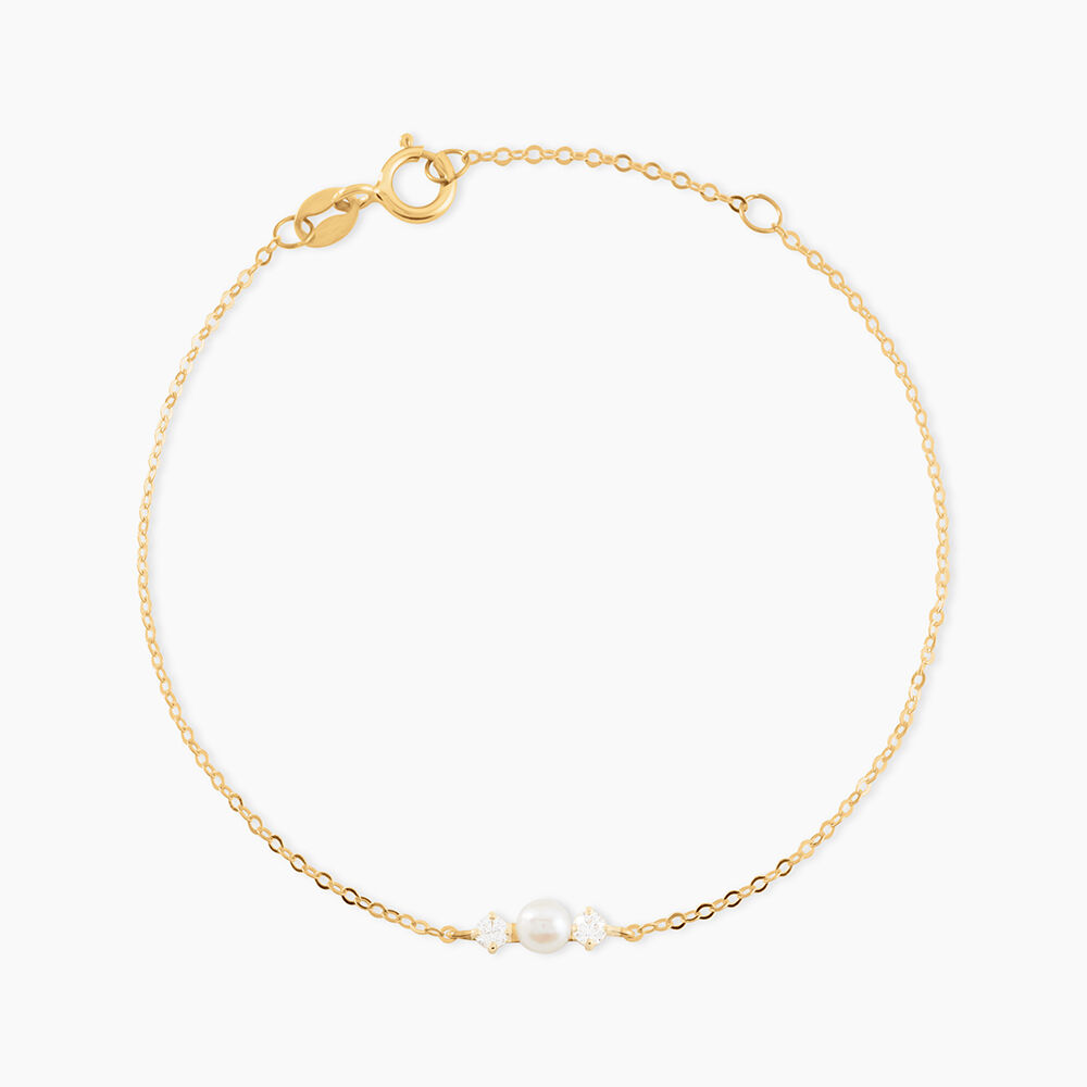 Bracelet Or Jaune Audrea Perle De Culture Oxydes De Zirconium - Bracelets cha&icirc;nes Enfant | Marc Orian