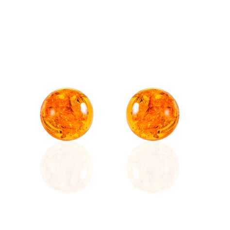 Boucles D'oreilles Puces Argent Blanc Brunhilld Ambre - Puces Femme | Marc Orian