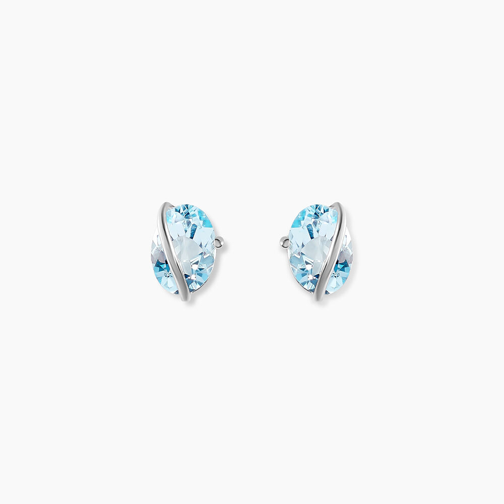 Boucles D'oreilles Puces Prudencia Or Blanc Topaze - Puces Femme | Marc Orian