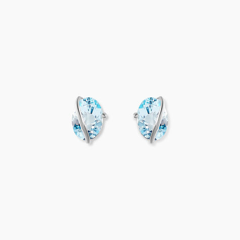 Boucles D'oreilles Puces Prudencia Or Blanc Topaze - Puces Femme | Marc Orian