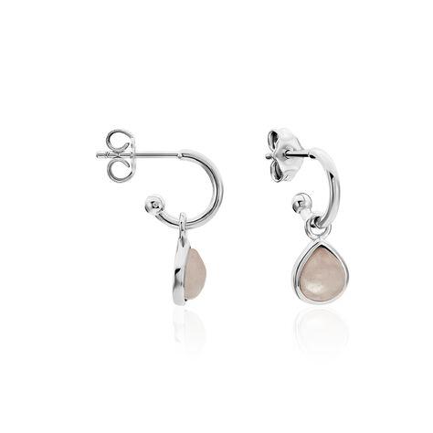 Créoles Tao Argent Blanc Quartz - Boucles d'oreilles Créoles Femme | Marc Orian