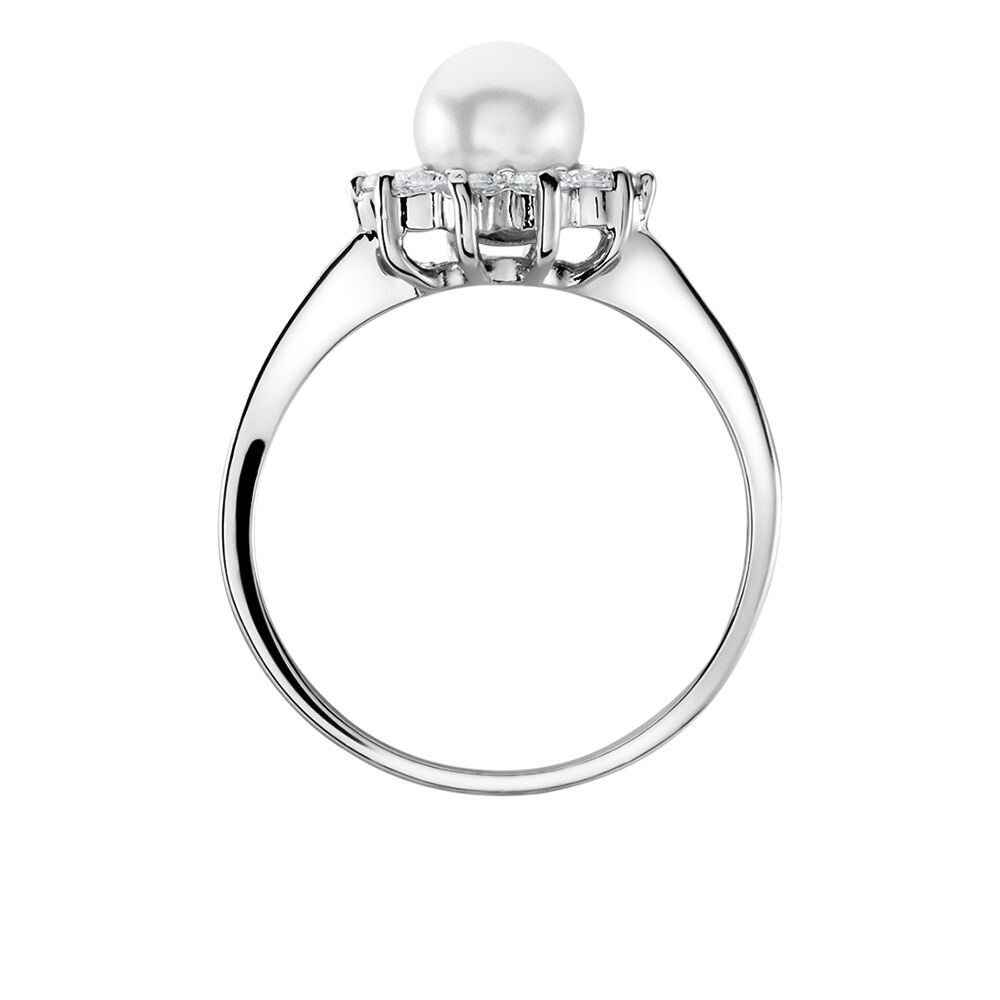 Bague Argent Blanc Cheri Perle De Culture Oxydes De Zirconium - Bagues vintage Femme | Marc Orian