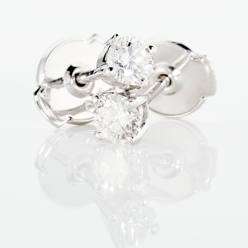 Boucles D'oreilles Or Blanc Victoria Puces Diamants - Puces Femme | Marc Orian