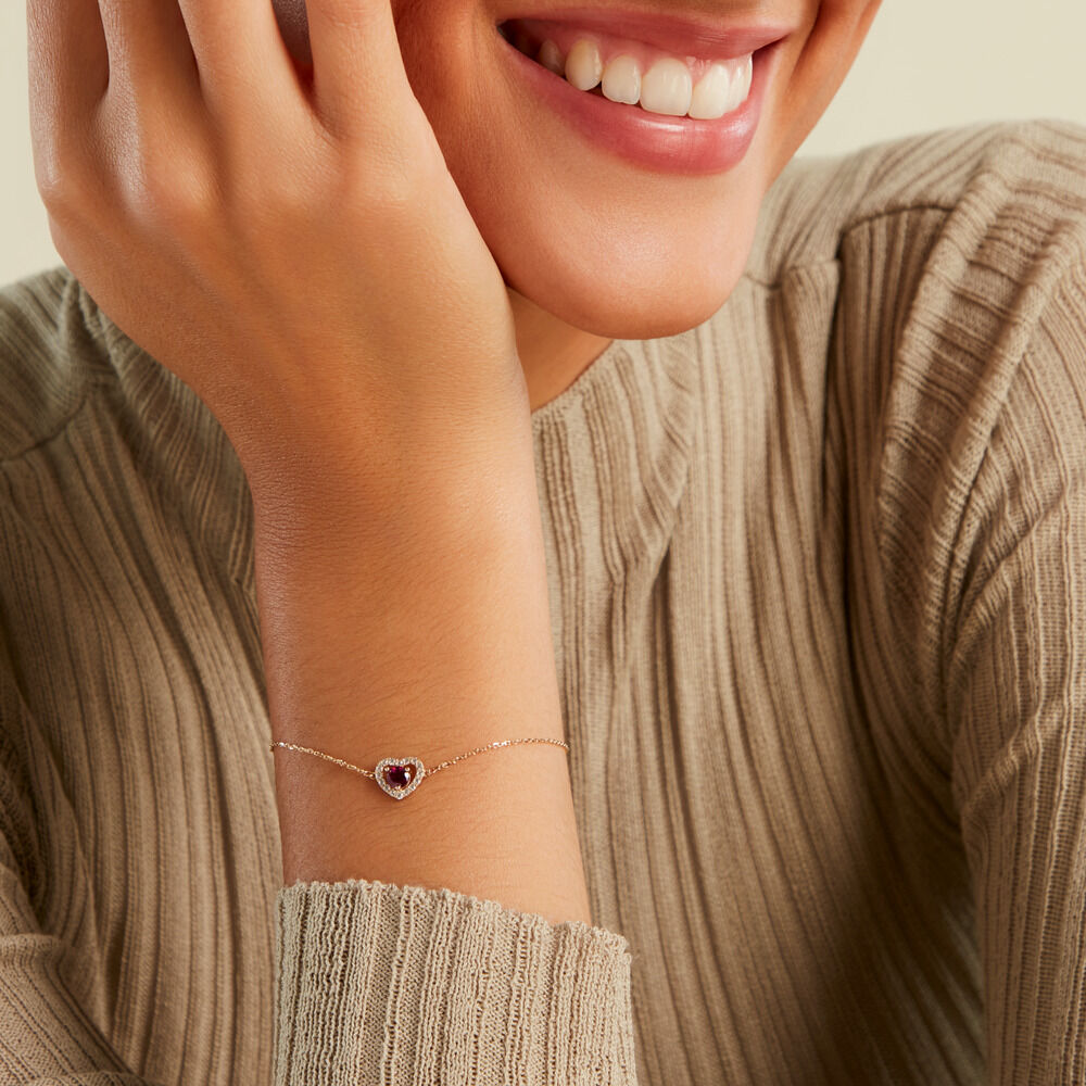 Bracelet Red Velvet Or Jaune Rhodolite Oxyde De Zirconiu - Bracelets cha&icirc;nes Femme | Marc Orian