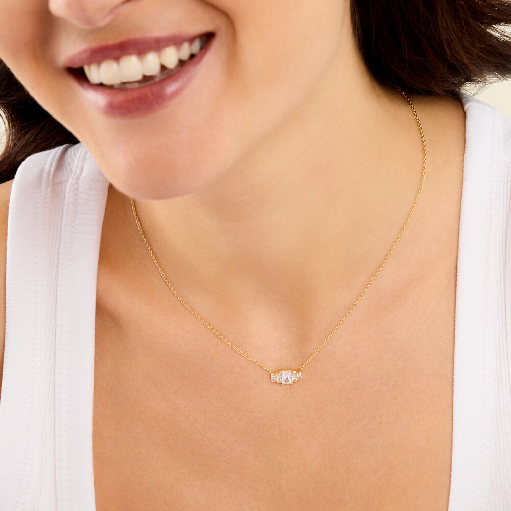 Collier Mireille Argent Dor&eacute; A L'Or 750/1000 Oxyde De Zirconium - Colliers avec pierres Femme | Marc Orian