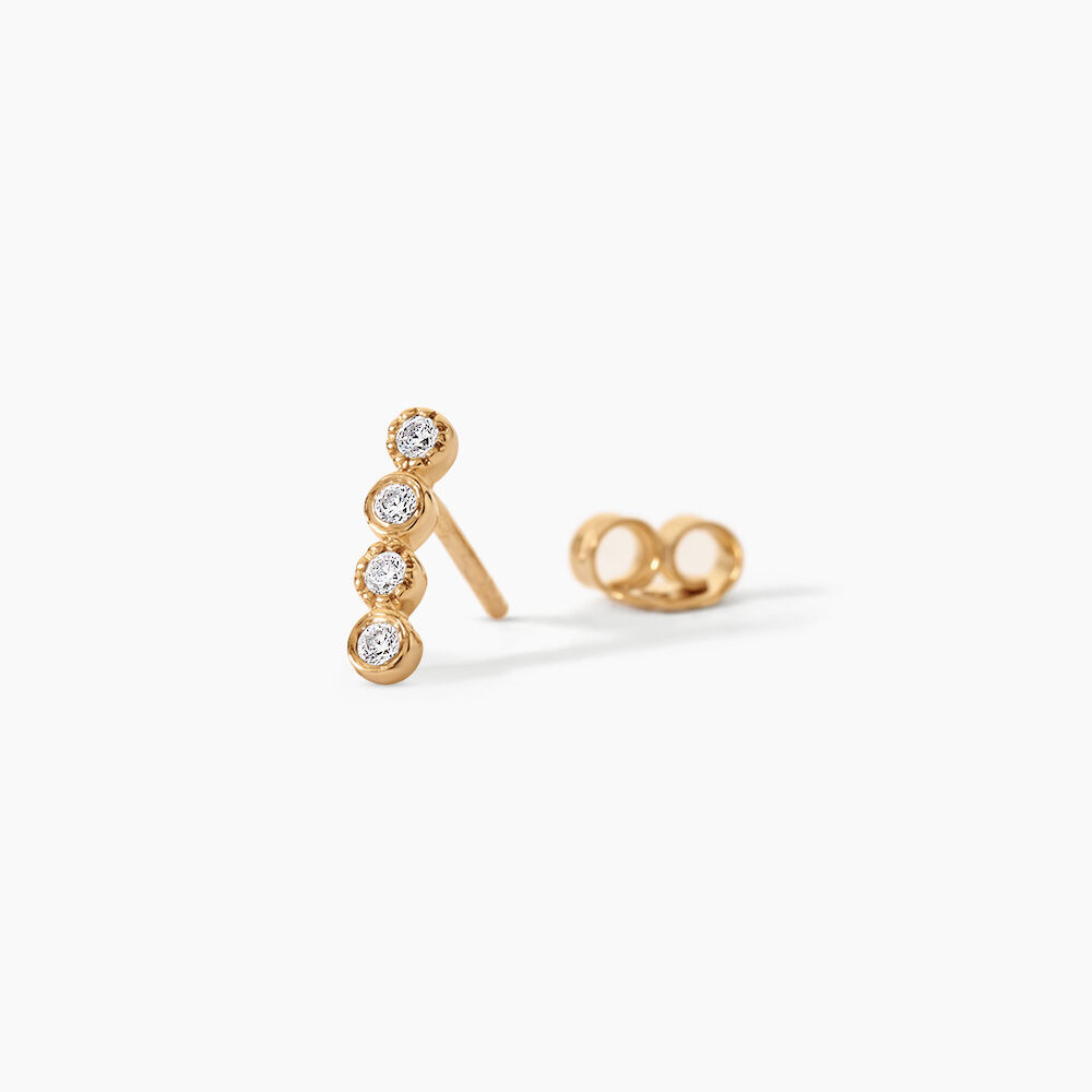 Boucles D'Oreilles Puces Emiliana Plaqu&eacute; Or Jaune Oxyde De Zirconium - Puces Femme | Marc Orian