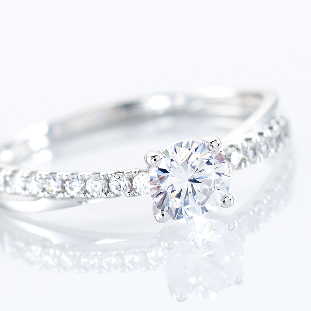 Bague Solitaire Kanel Or Blanc Oxyde De Zirconium - Bagues Solitaire Femme | Marc Orian